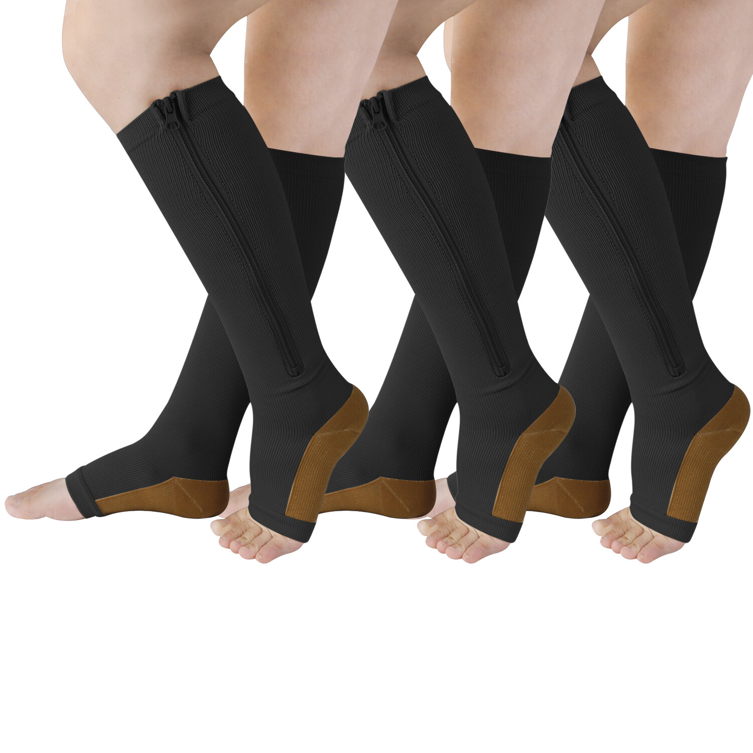 Zipper Compression Stockings – Knee High Support for Calf & Foot Pain Relief