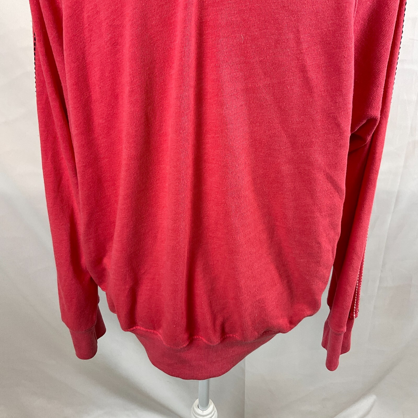 Sundry Sweatshirt Style Top 3 Salmon Pink Embroidered Stripes Long Sleeve US L