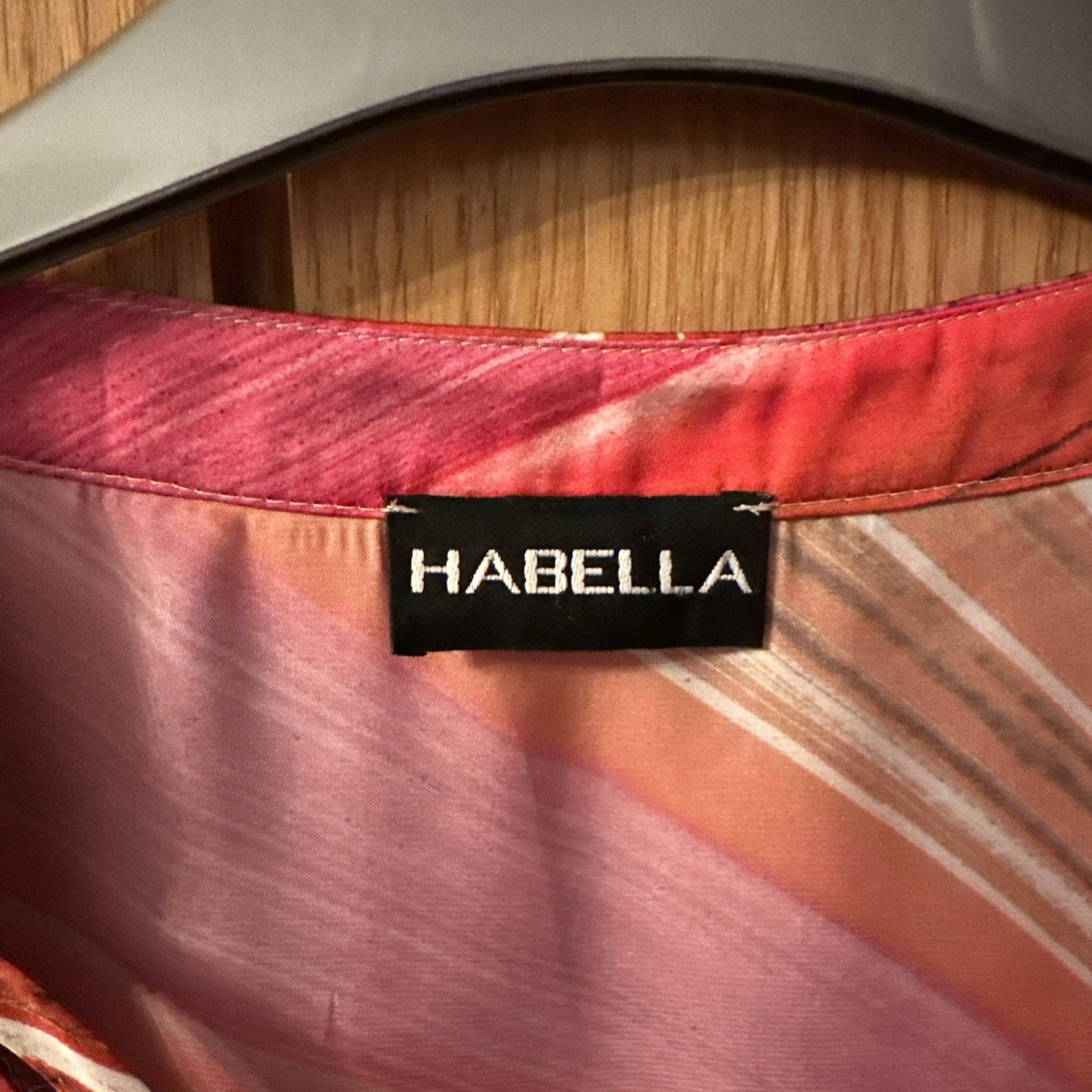 HABELLA Ladies silk feel stunning top neck tie UK20 Eur 46 Pink /Red/White
