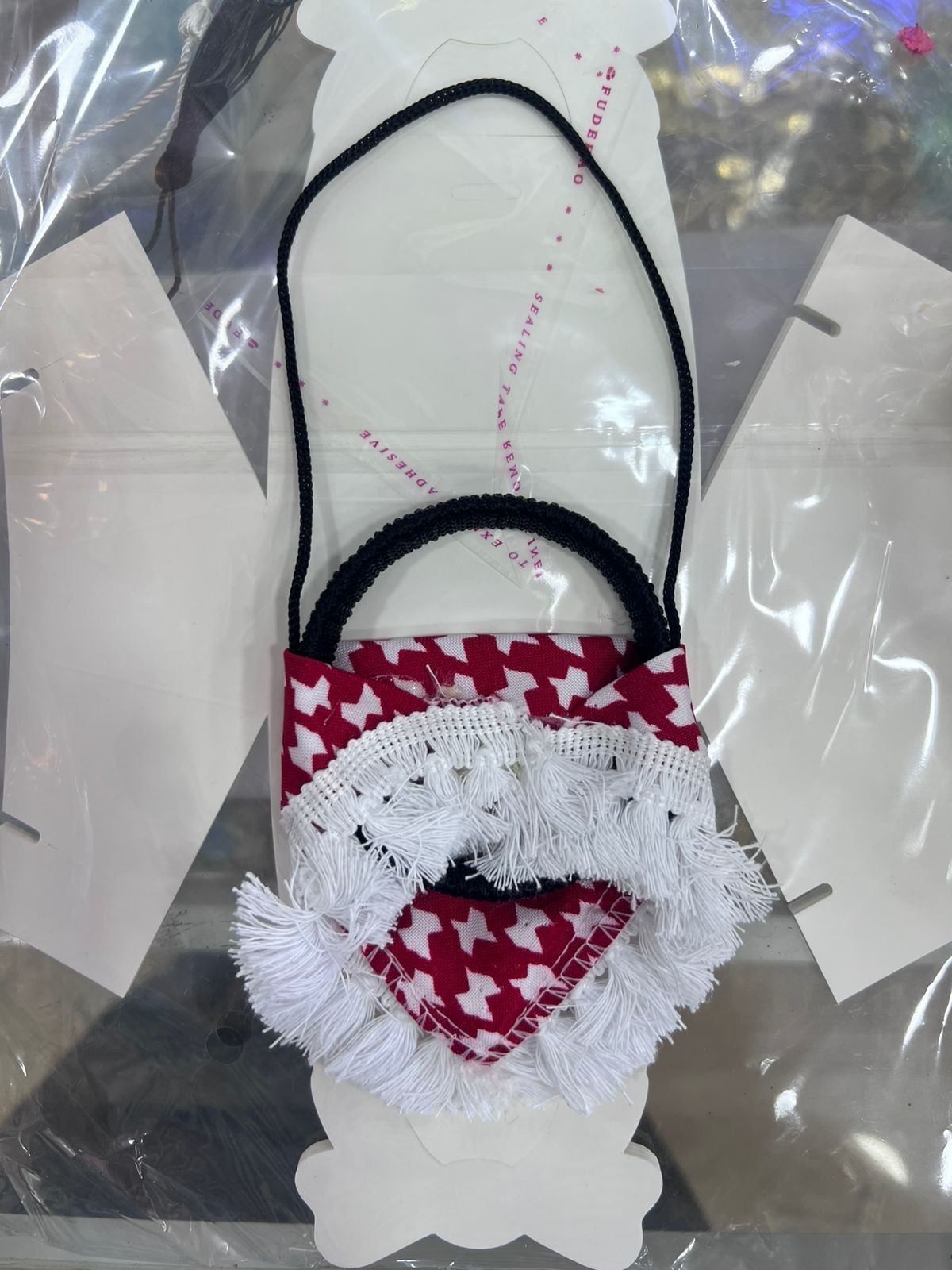 Jordanian Keffiyeh Car Mirror Charm Mini Bag Crown Pendant Boho Tassel Gift