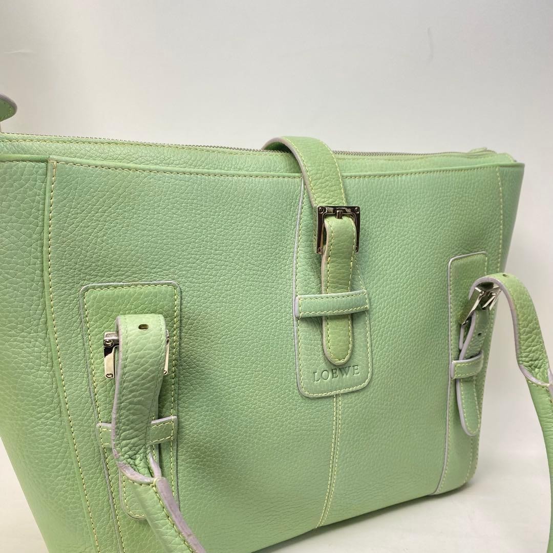 LOEWE Cenda Tote Bag Leather Handbag Green 11.4in x 9.1in x 4.3in Shoulder Bag