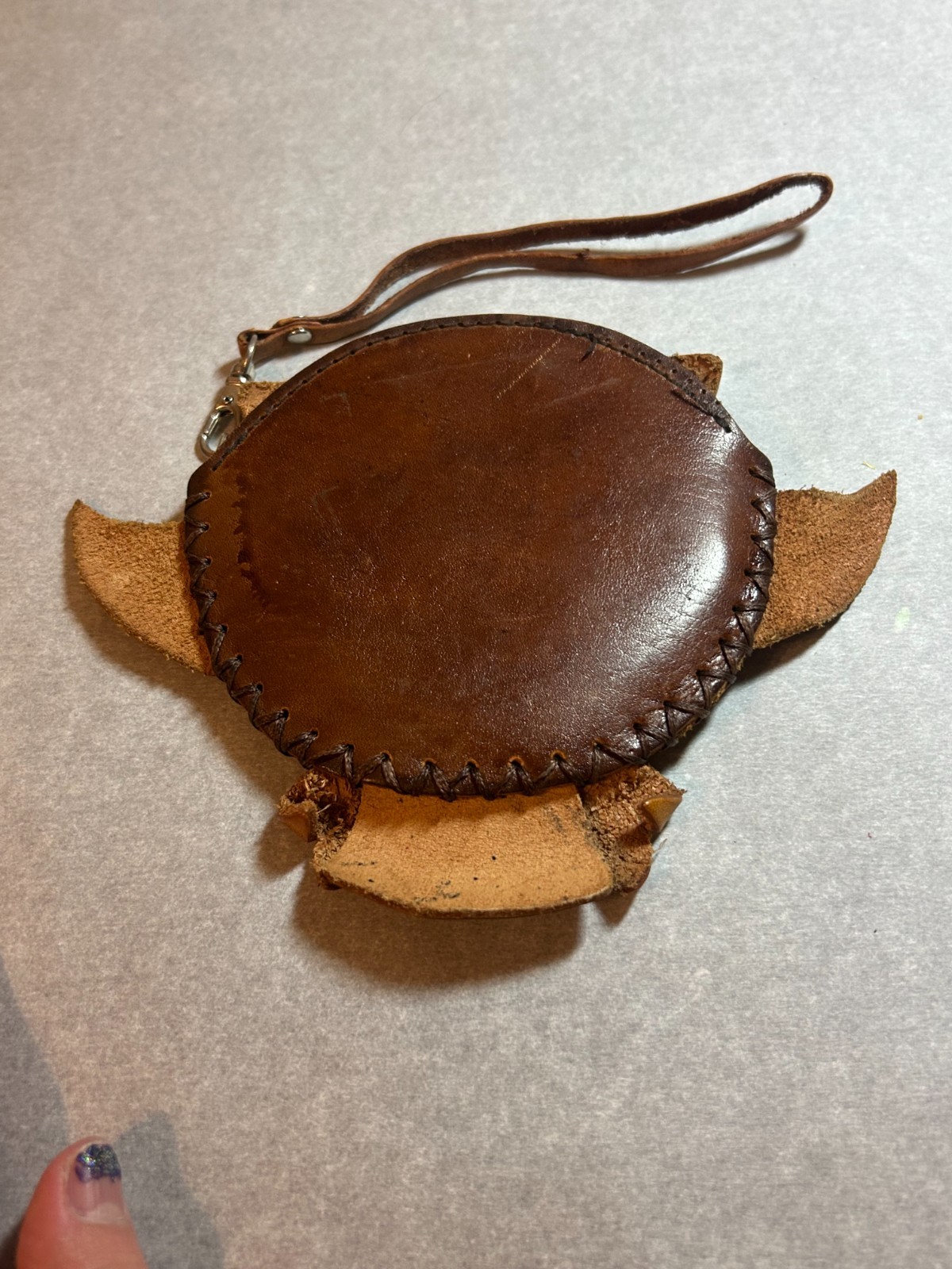 handmade leather owl coin purse
