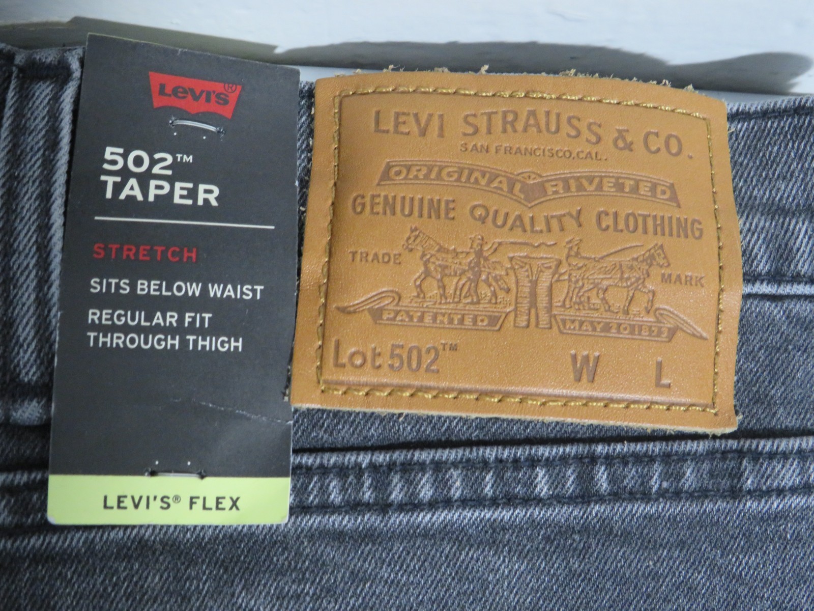 Levis 502 Flex NWT Big Tall 54 x 32 (54 x 31 Actual) Black Denim Jeans New!