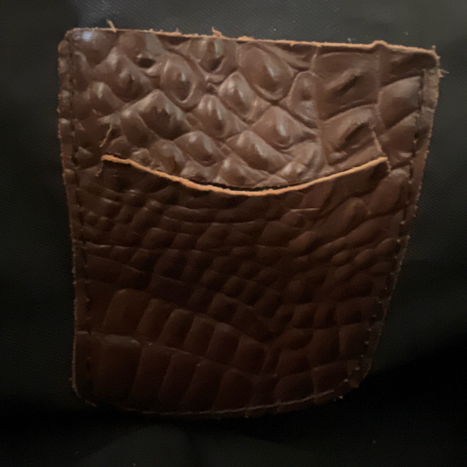 Brown Croc-Embossed Top Handle Satchel Bag w/Key Turn Lock Gold Hardware