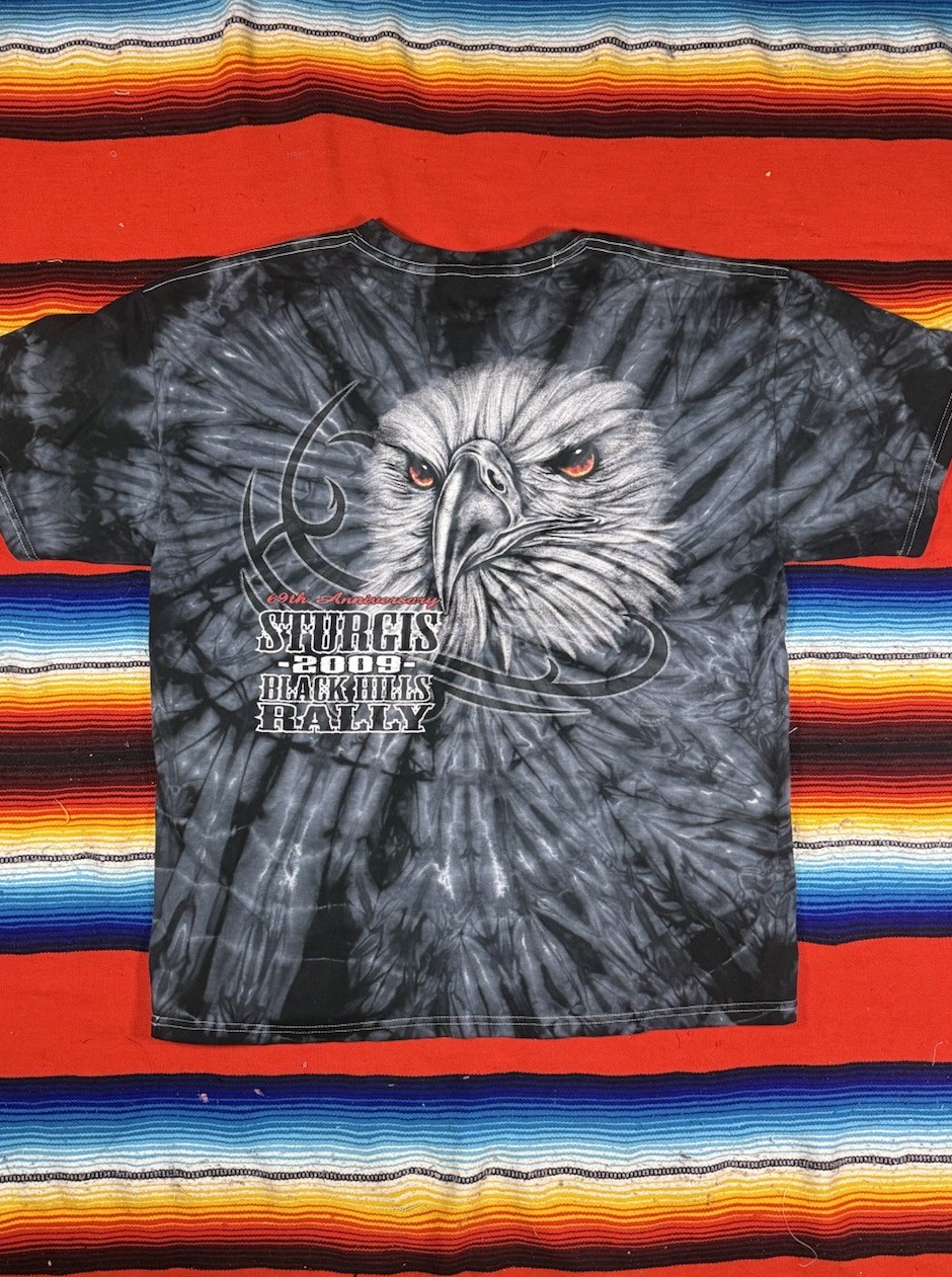 Black and Grey Tie-dye Sturgis Bike Rally 2009 Tee ShirtSize large