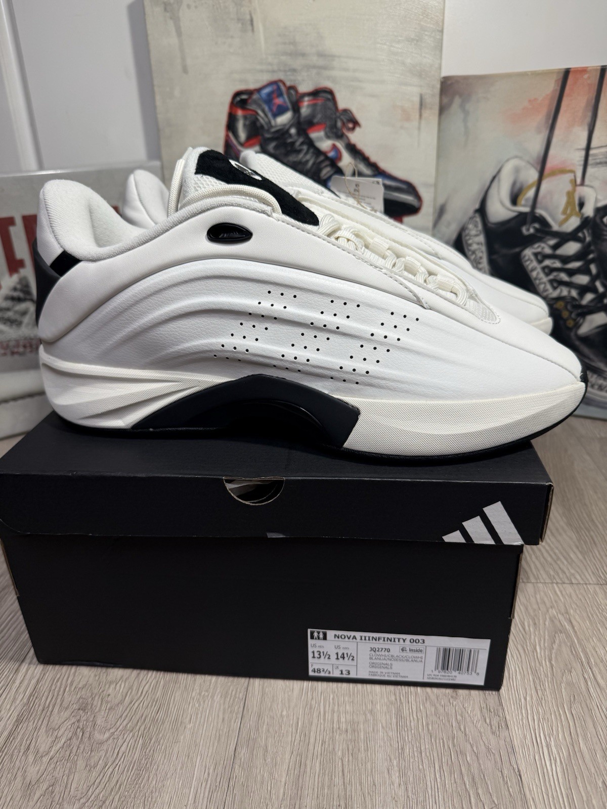 New Adidas Nova IIInfinity White/Blk Basketball Shoe Men Size 13.5, 14.5, 15, 16