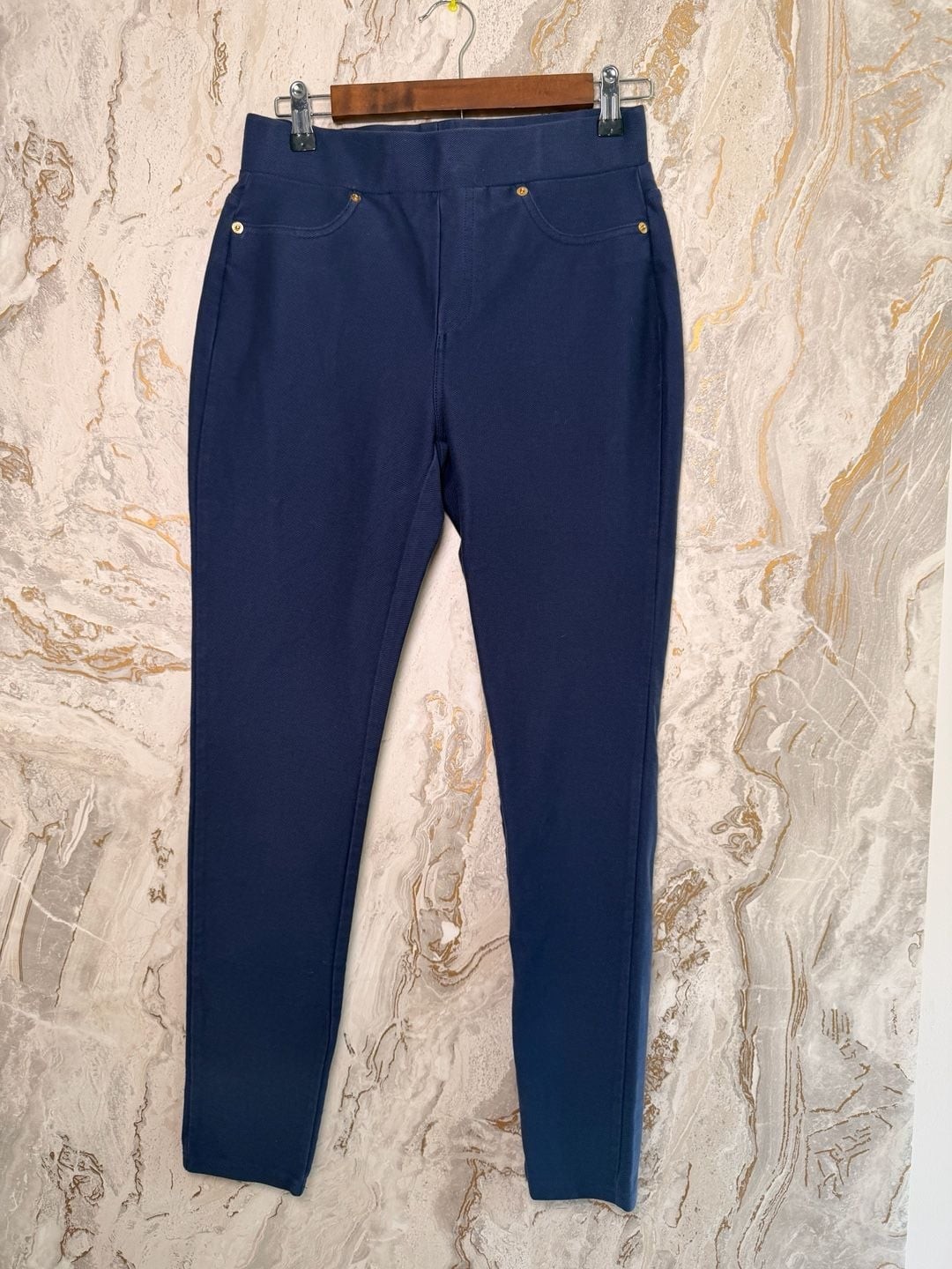 MICHAEL Kors Women’s Navy Blue Stretch Pull-On Jeggings with Gold-Tone Hardware