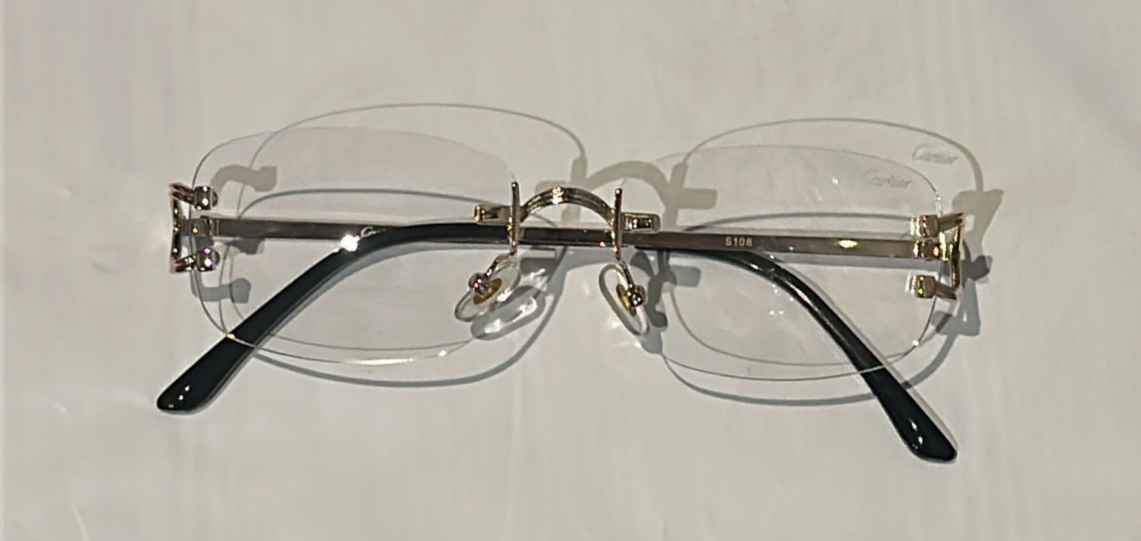 Cartier Big C Without Diamond Cut Clear/Transparent Frameless Lens FREE SHIPPING