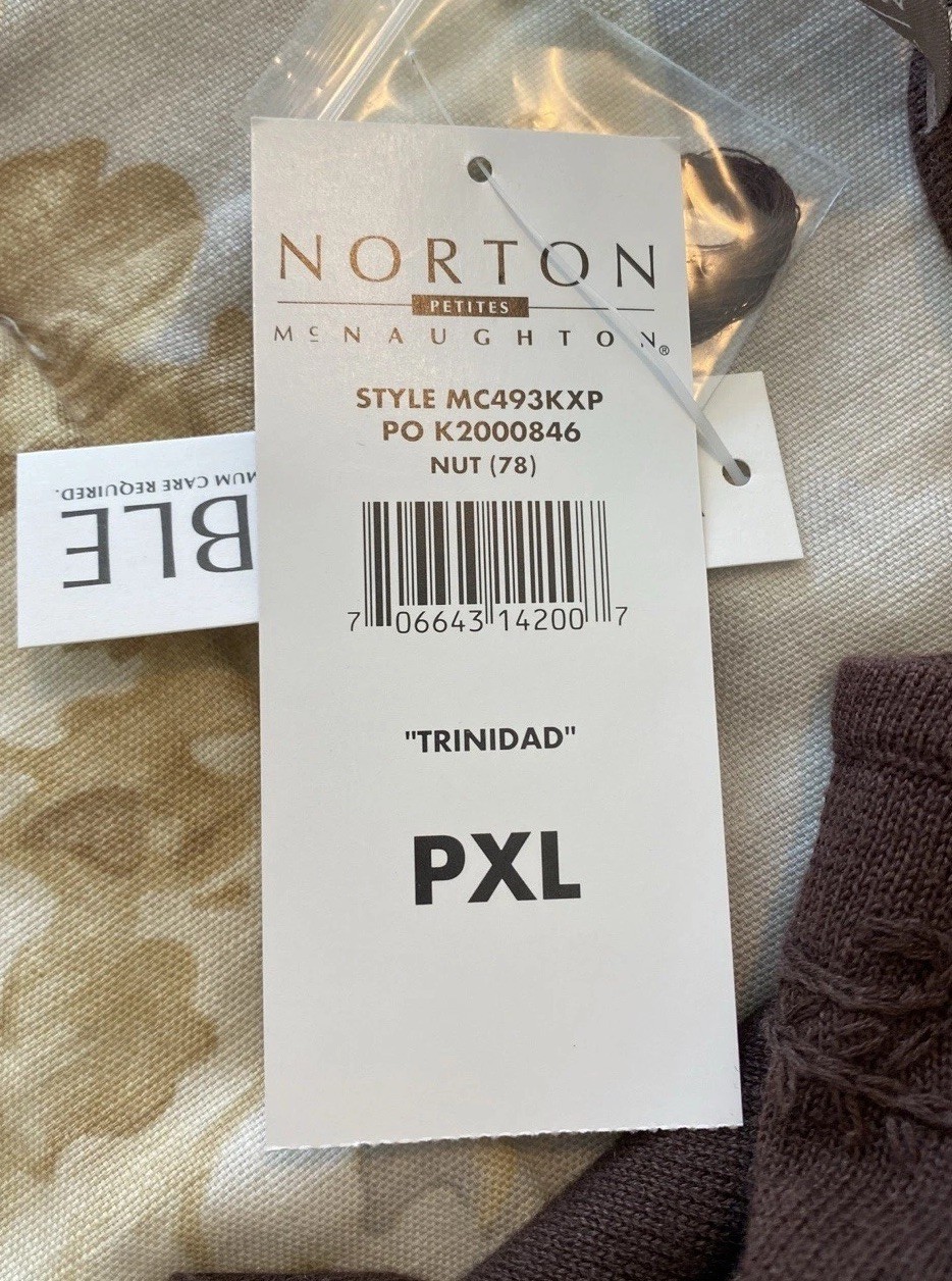 Norton Mcnaughton Women’s Petite Brown Sweater Short Sleeve “Trinidad”NWT