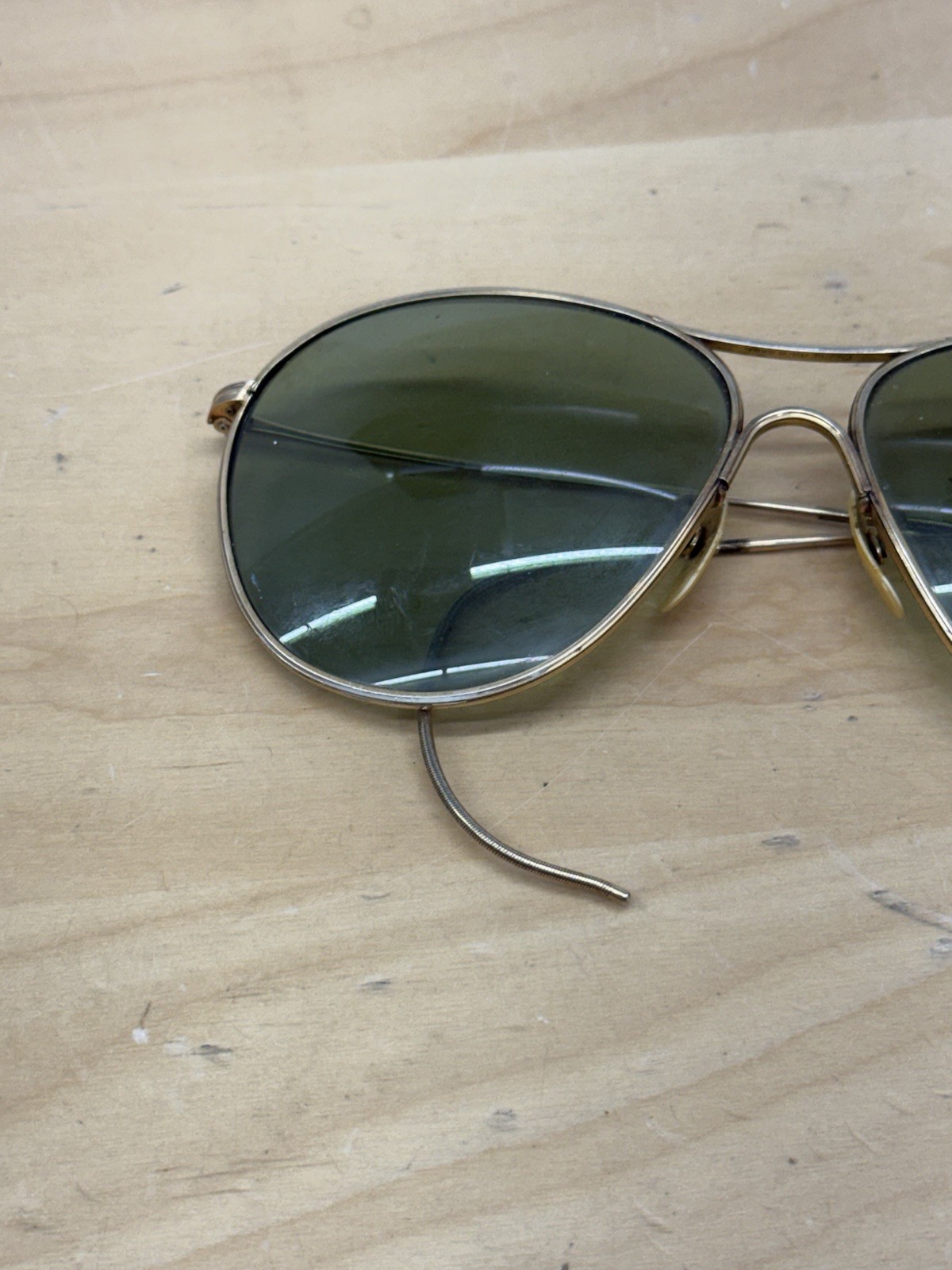 American Optical AO Cool Ray Ful-Vue Green Aviator 1/10 12k GF w/Case WWII Vtg