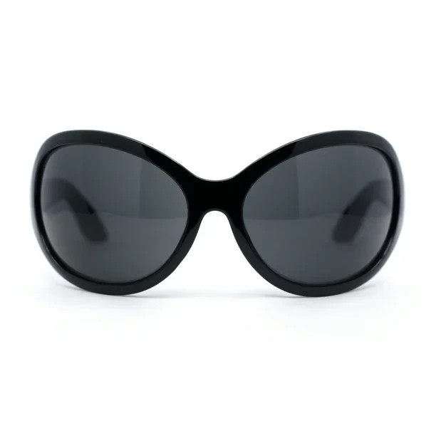 Oversized Sunglasses Blue Yellow Red Purple Lens Black Frame Wrap Around Outdoor