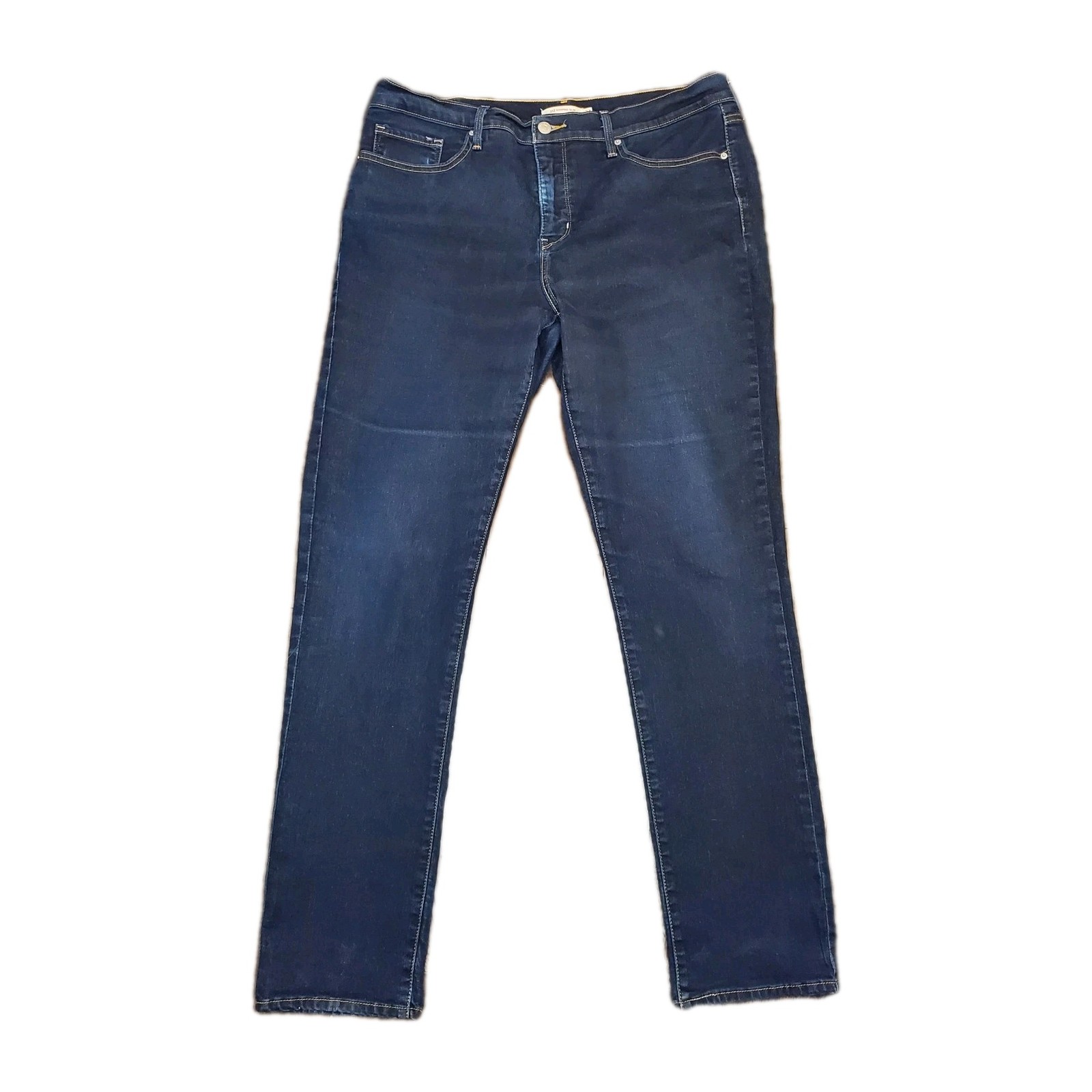 Levis 312 Shaping Slim Straight Jeans Womens 34×32 Blue Denim Button Dark Wash