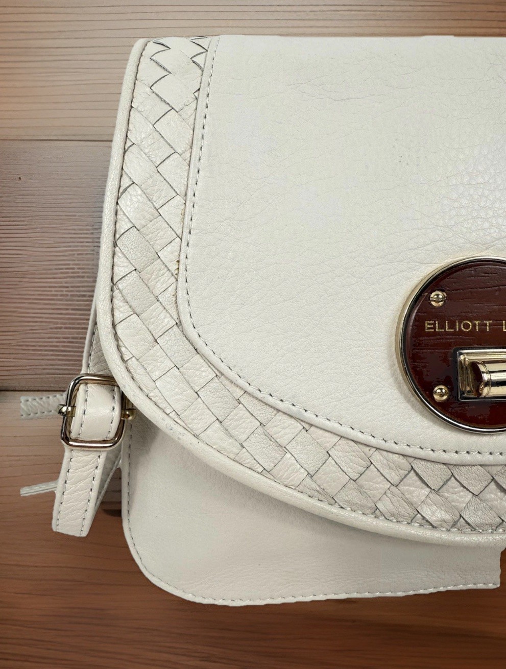 Elliot Lucca Rojo Flap Ivory Leather Crossbody Bag