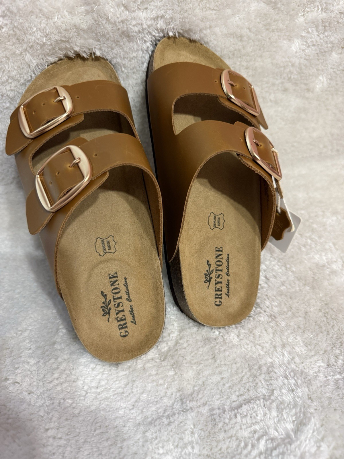 Greystone leather Collection Women’s Sandals, Size 7, Brown Leather