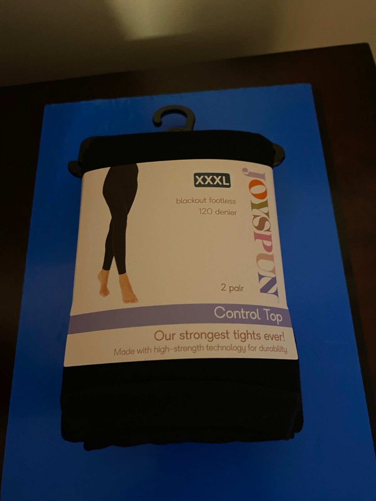 WOMEN’S SIZE XXXL JOYSPUN 2 PK FOOTLESS BLACKOUT CONTROL TOP TIGHTS 120 DENIER