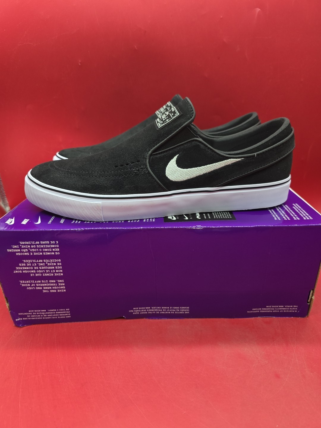 Nike SB Janoski Slip on Mens Size 10 Black White Leather Skate Shoes FN5893 001