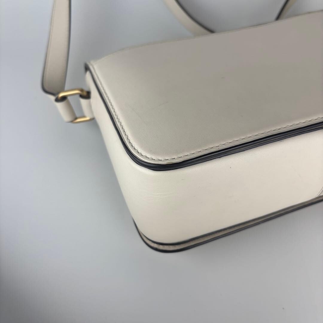 COACH Studio C6641 Ivory Leather Push Lock Crossbody Shoulder Bag Auth