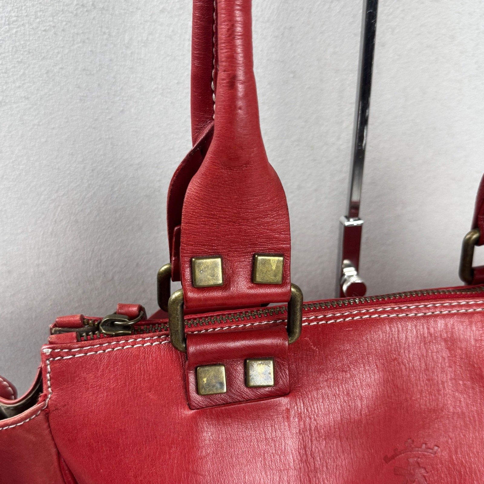 Contura Firenze Red Genuine Leather Shoulder Bag Vintage Y2K Handbag Italy