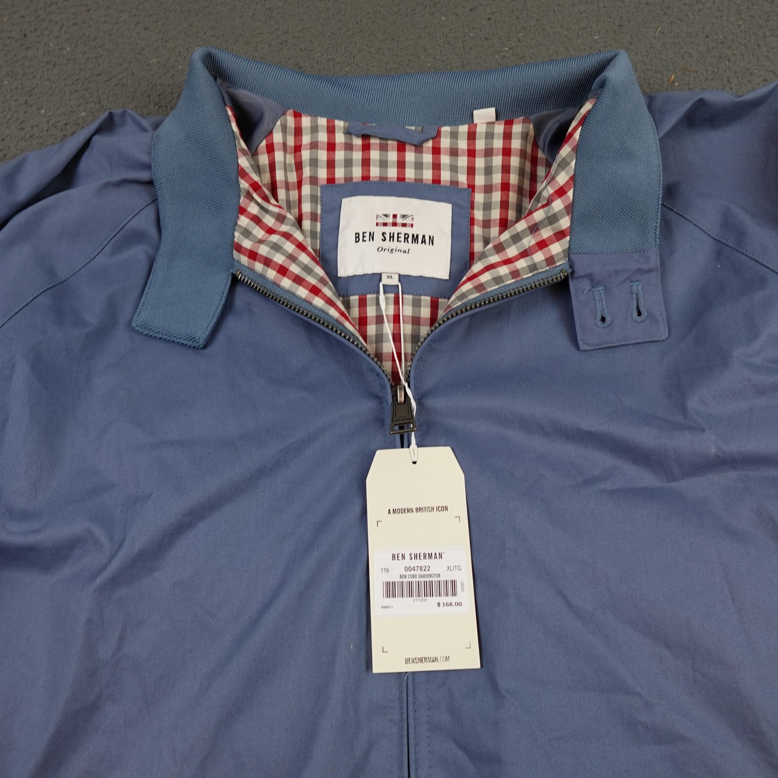 Ben Sherman New Core Harrington Jacket Mens XL Blue Windbreaker Full Zip 0047822