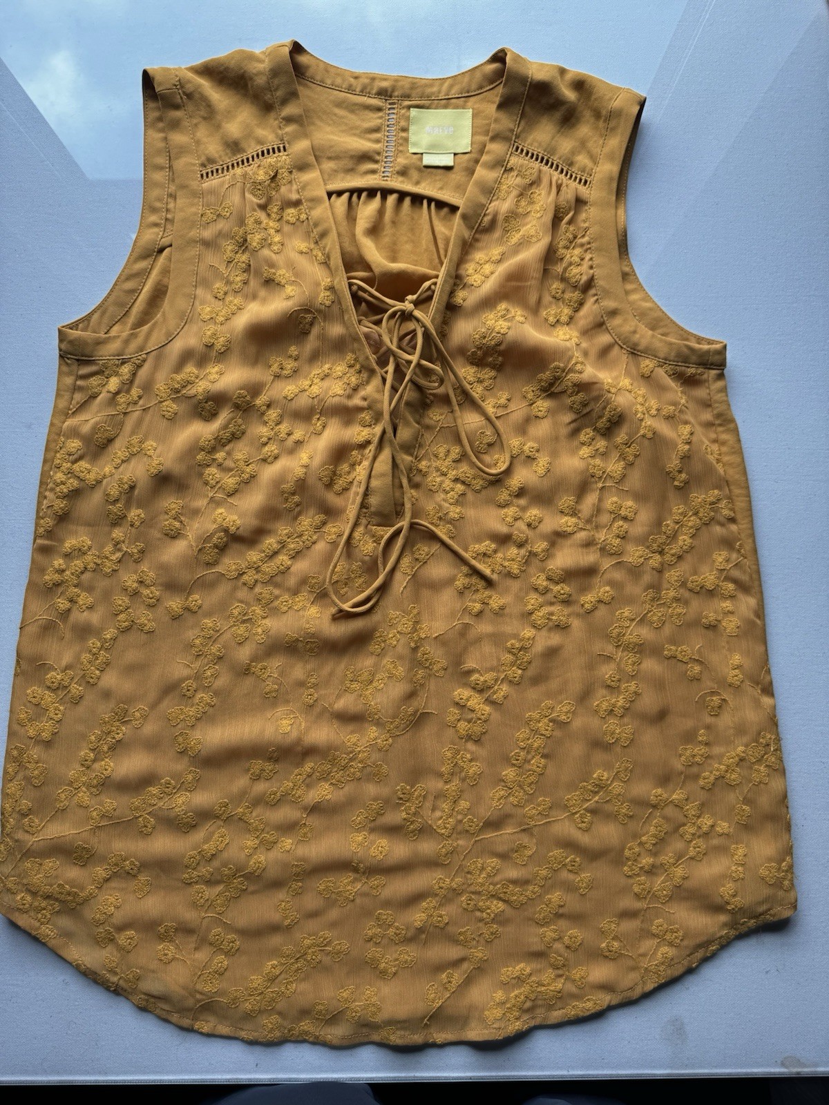 Maeve Anthropologie Top Women’s Size 8 Gold 1248