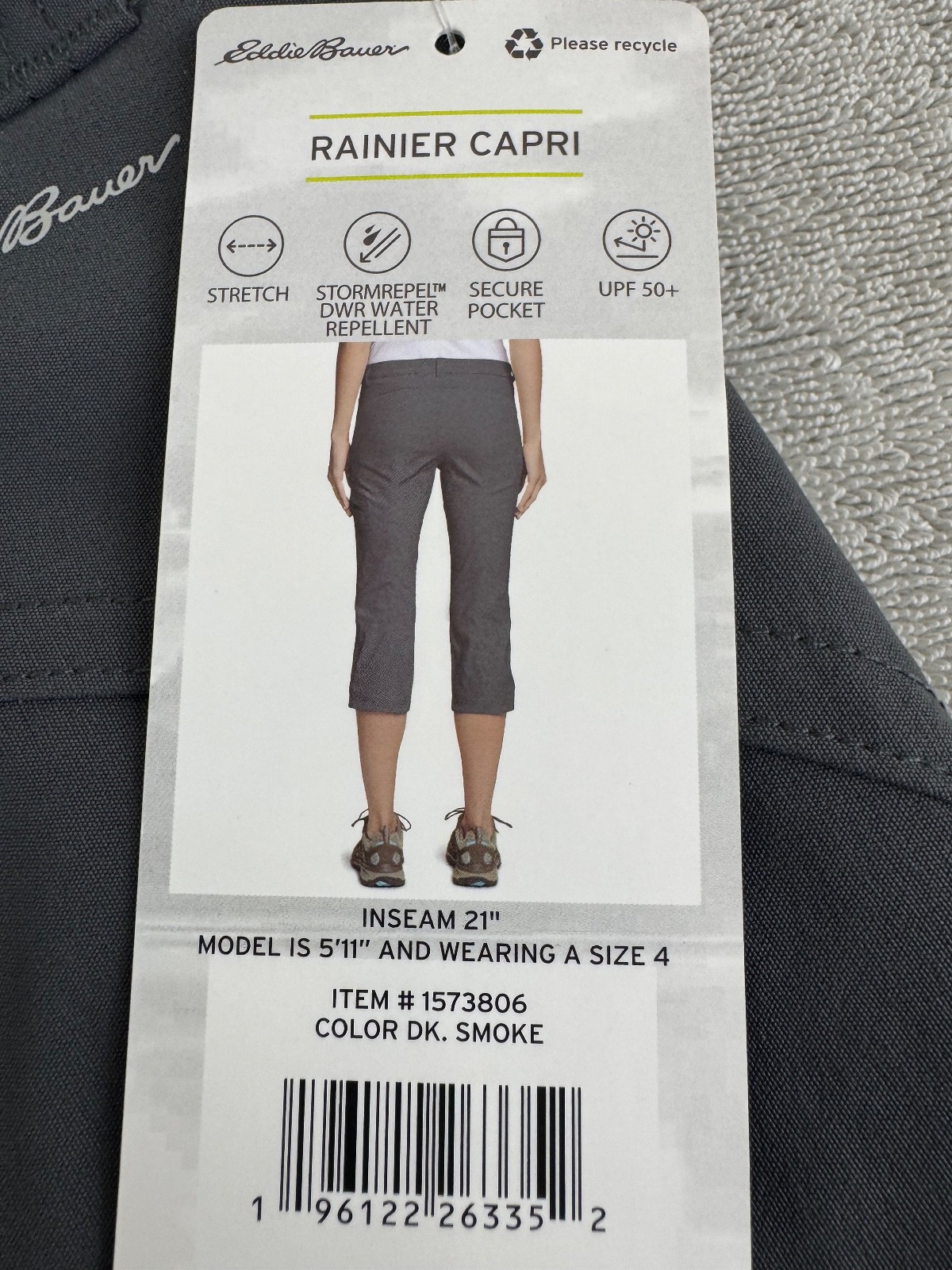 Eddie Bauer Rainier Capri Pants Size 10 Dark Smoke Gorpcore Outdoors Hiking