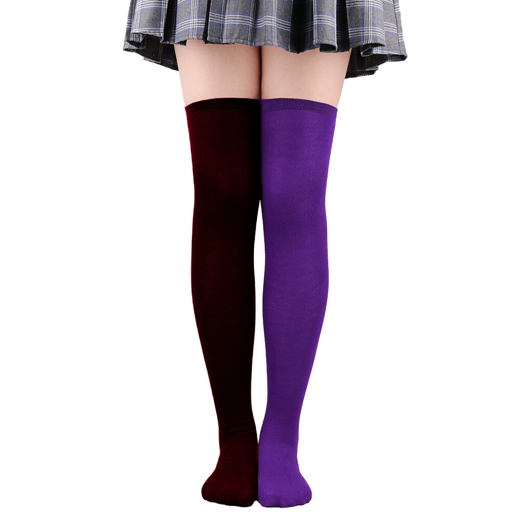 Soft Ladies Top Stay Up Extra Contrast Long Socks Thigh High Over the Knee Socks