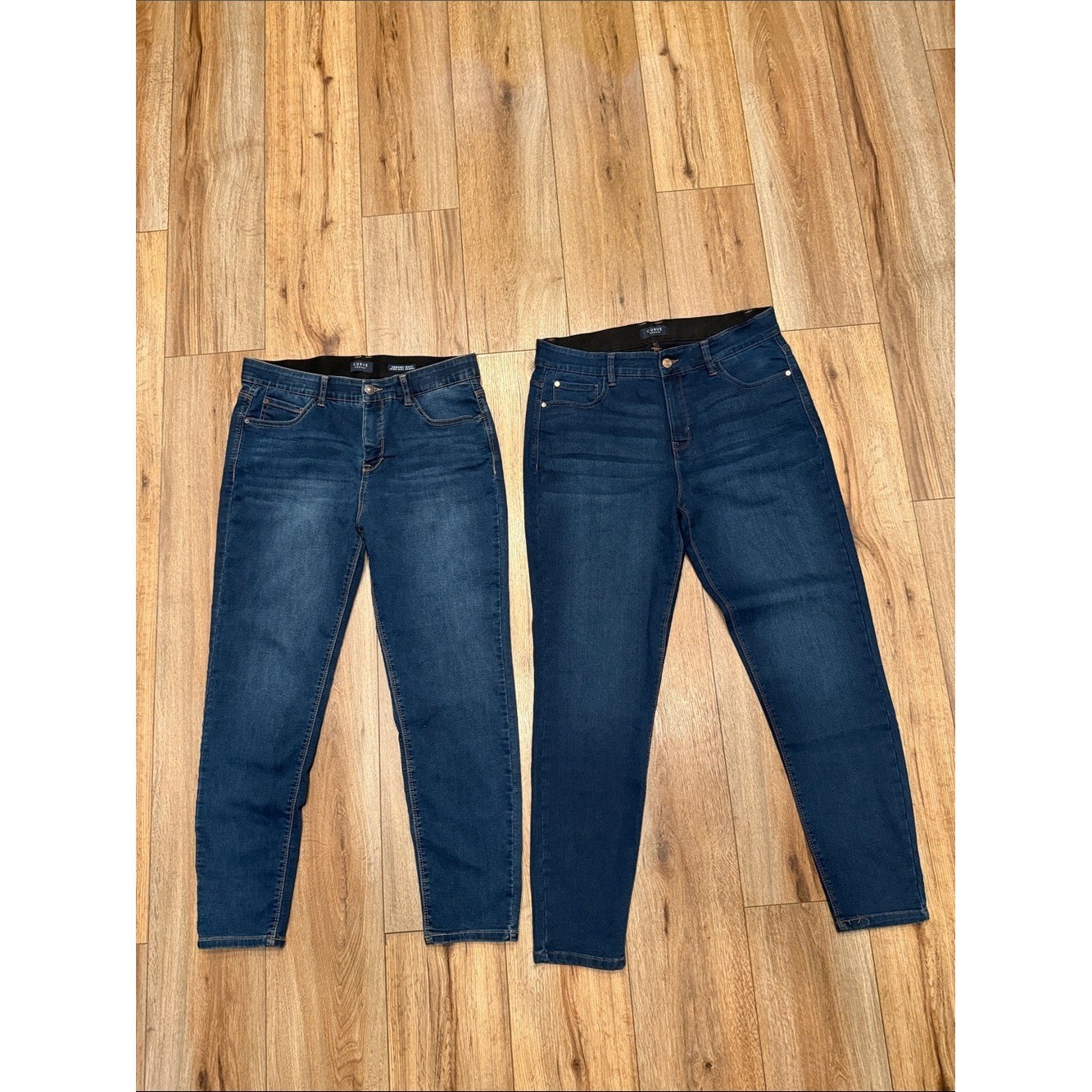 Curve Appeal Bundle (2) High Rise Skinny Jeans 14/32 Stretch Dark Wash