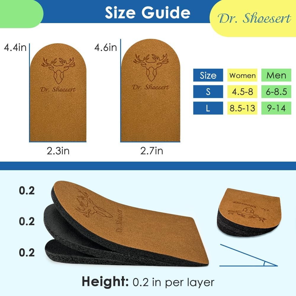 Dr. Shoesert 3 Layers Adjustable Orthopedic Heel Wedge Inserts, Supination & …
