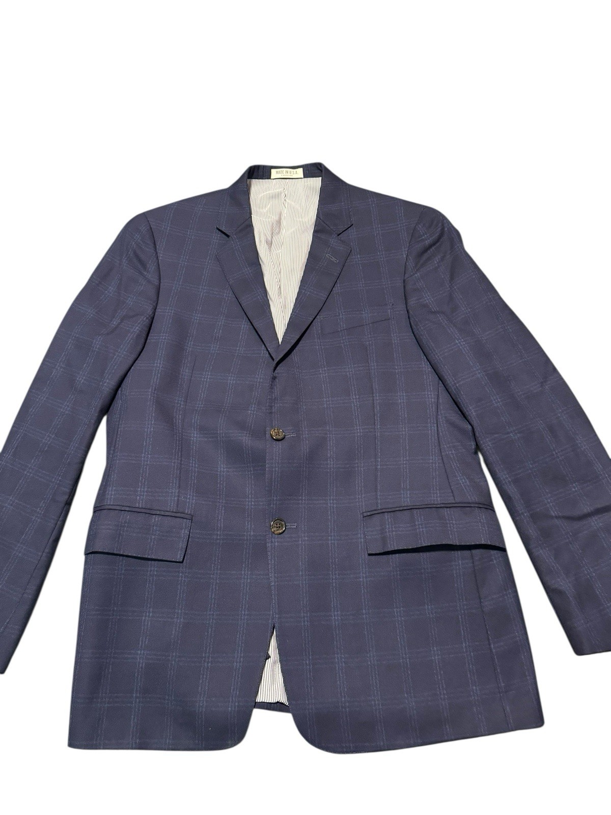 Todd Snyder New York Mayfair Fit Sport Coat Blazer 40R Navy Windowpane Wool USA