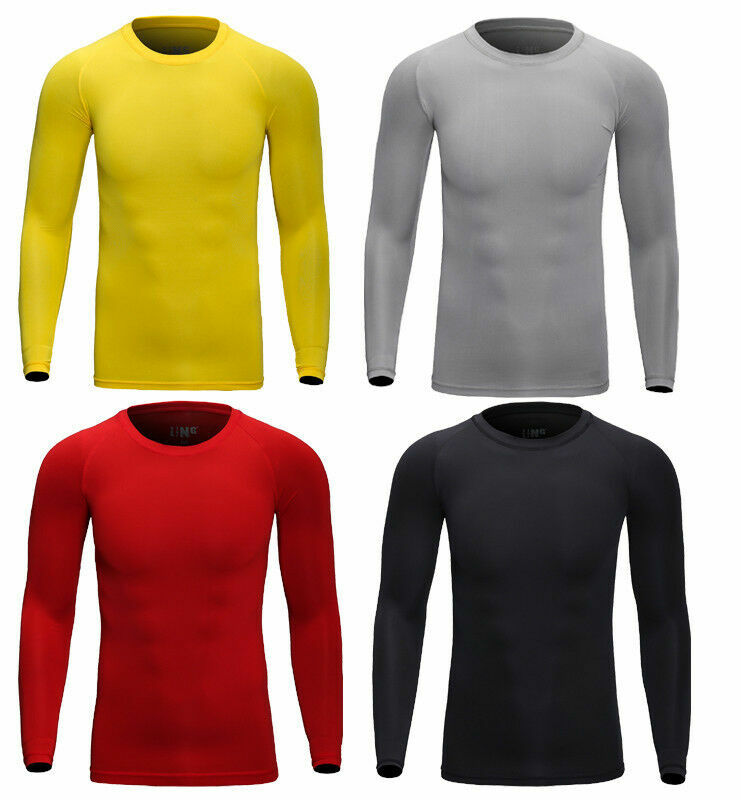 M-2XL Men Base Layer Top Long Sleeve Sport T-shirt Compression Under Shirt US