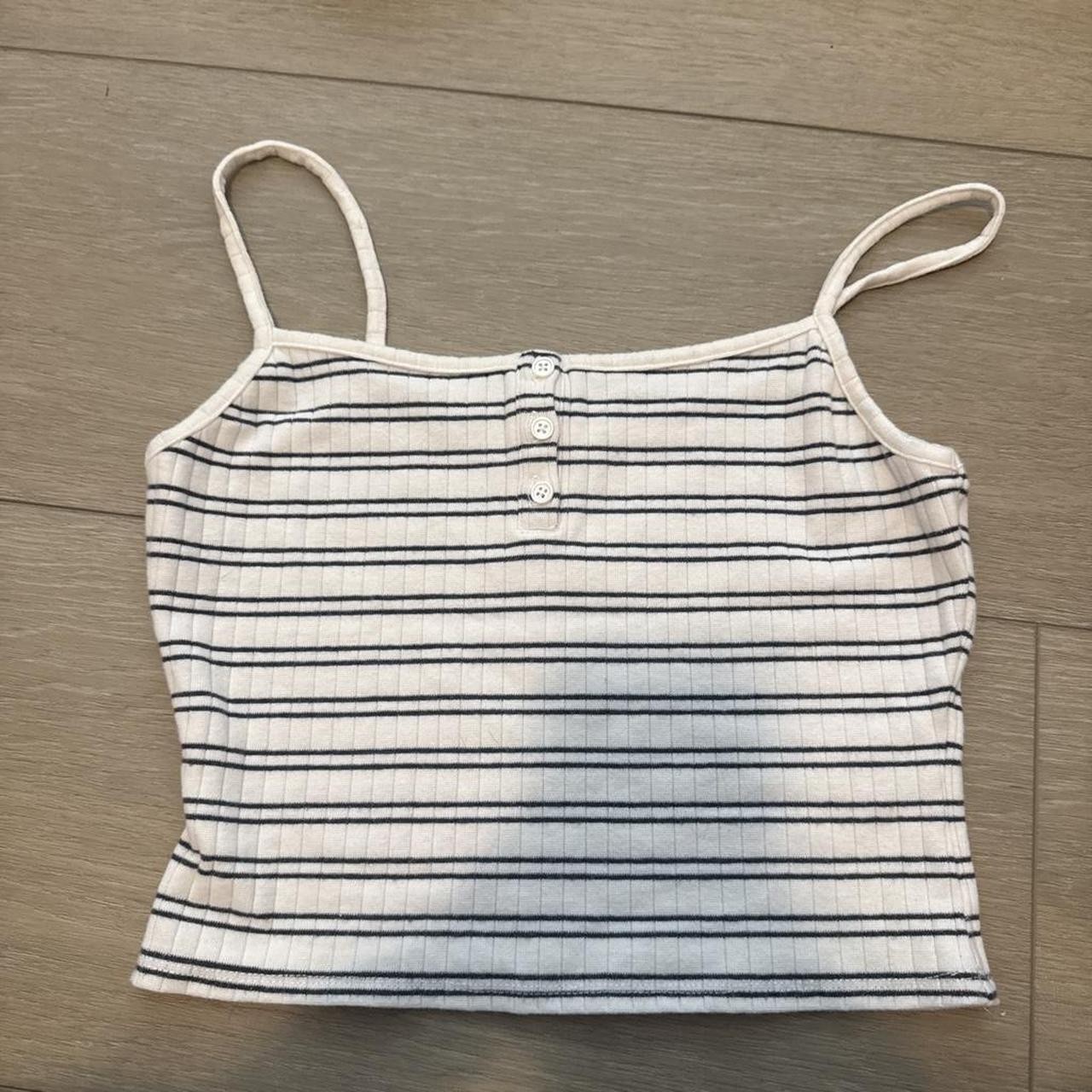 Garage white + black striped tank top
