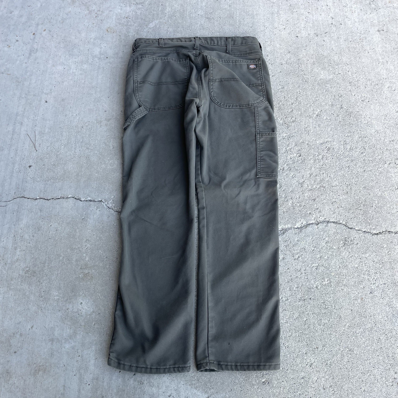 Dickies carpenter Pants 34/30 Olive Green Workwear Used Regular Fit Skateboard