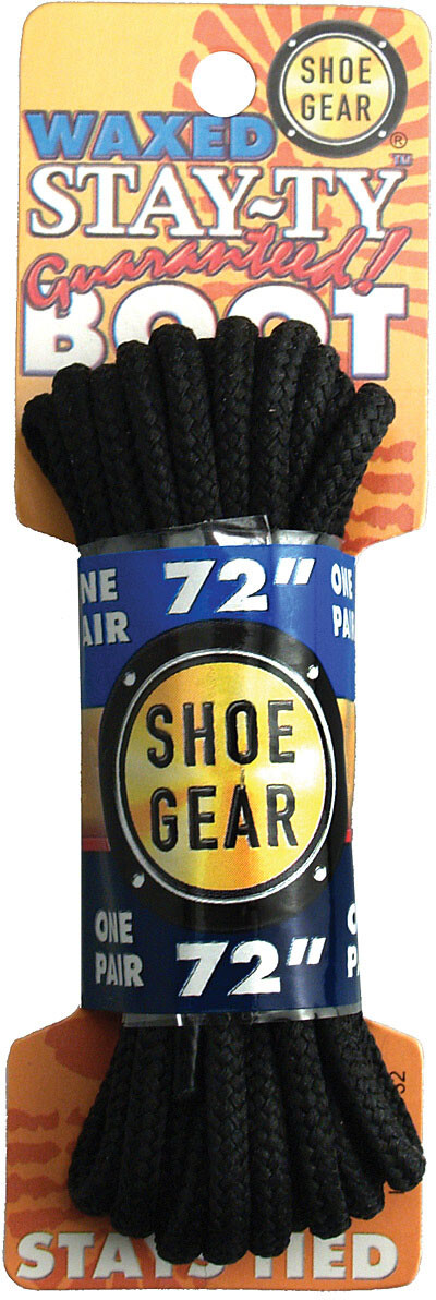 Shoe Gear Waxed Boot Laces – 72″ Black/Black for Footwear Maintenance