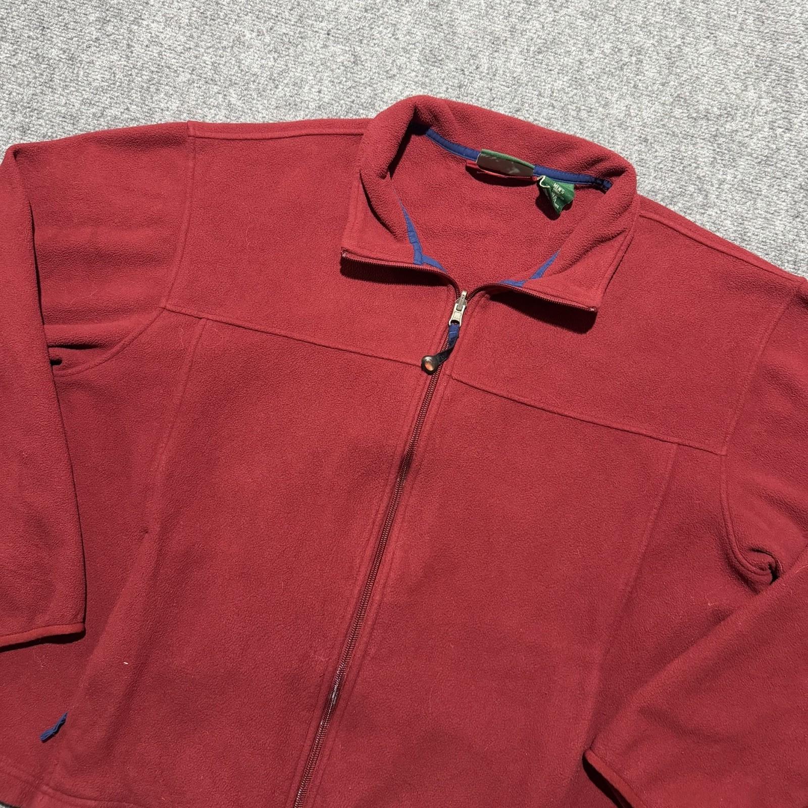 LL Bean Fleece Full Zip Jacket Mens L Regular Red Outdoor Casual Winter Sweater