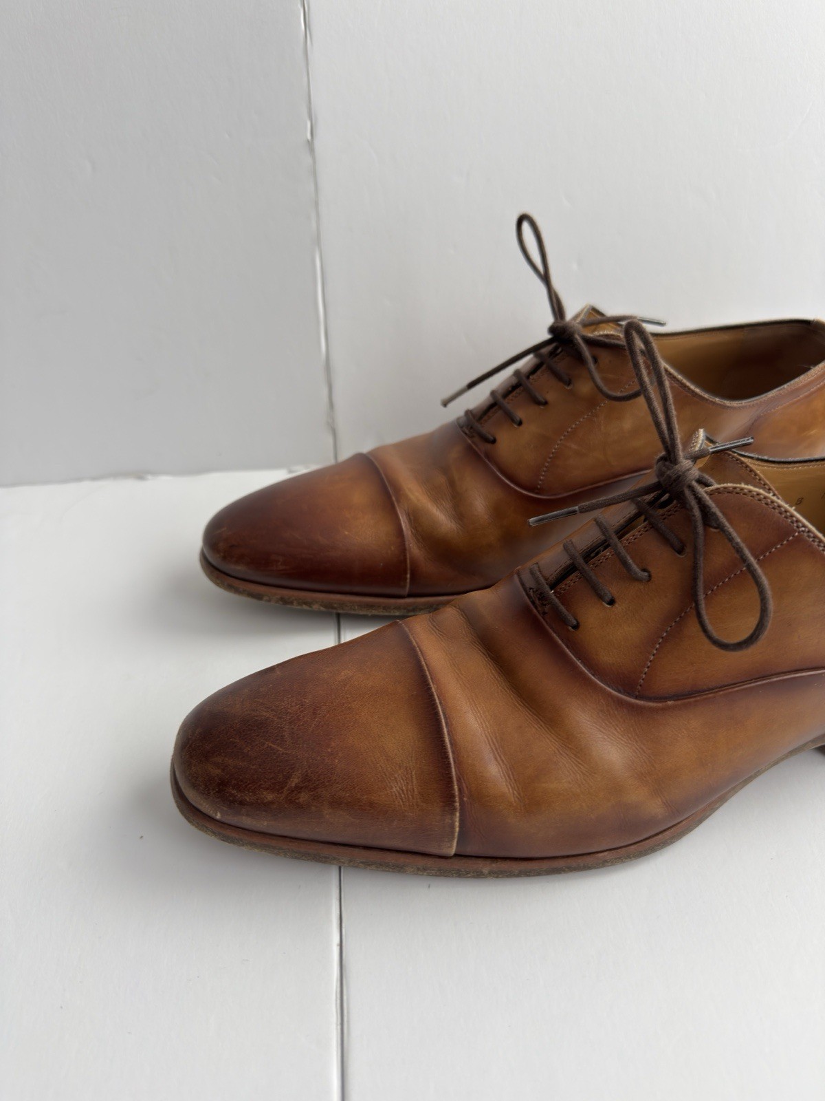 Magnanni Segovia Curri Brown Cap Toe Lace Up Oxford Shoes Sz 8M US 23192 Burnish