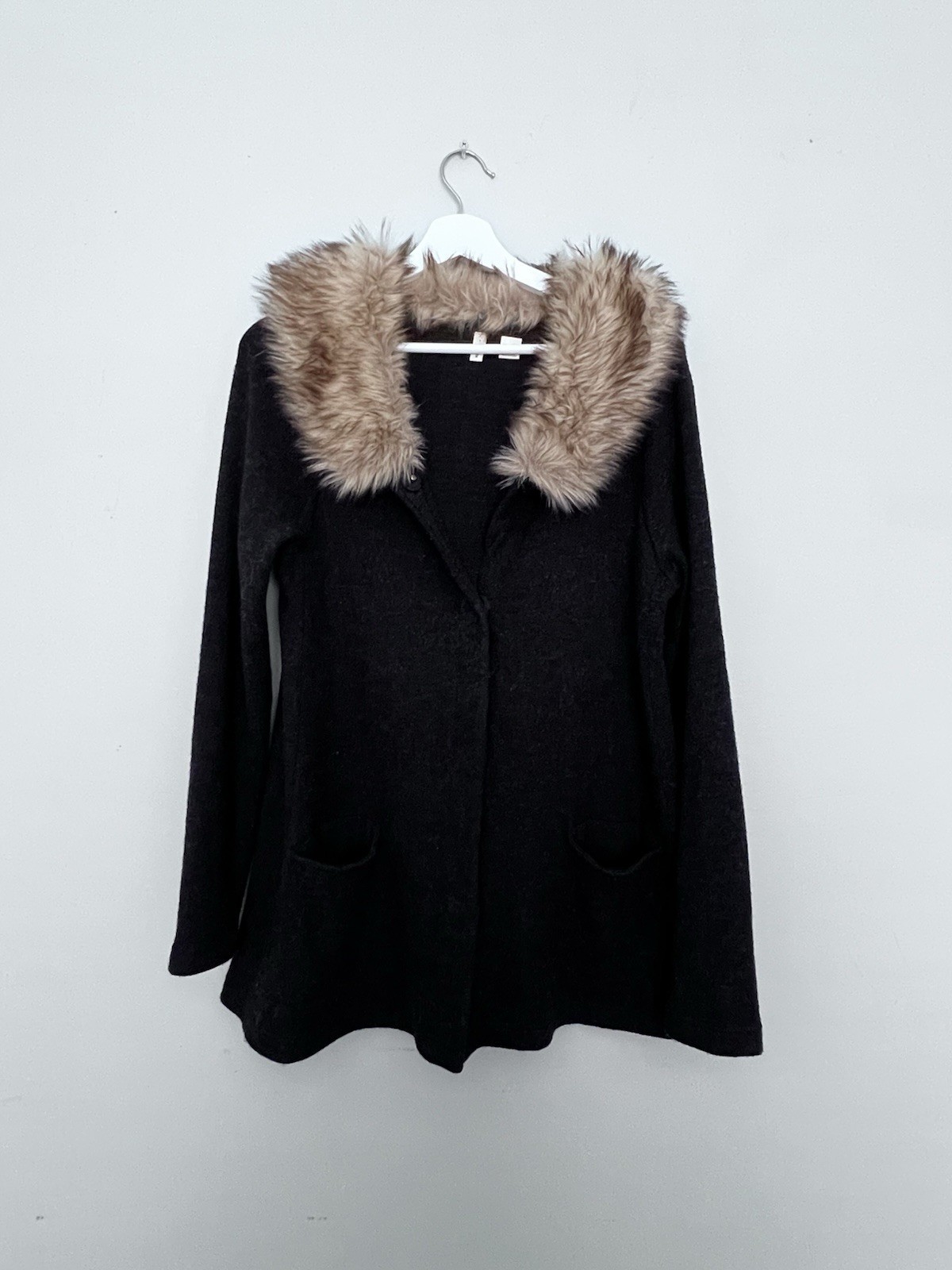 Anthropologie Moth Heathered Slate Sweater Coat Dark Charcoal Gray Size M