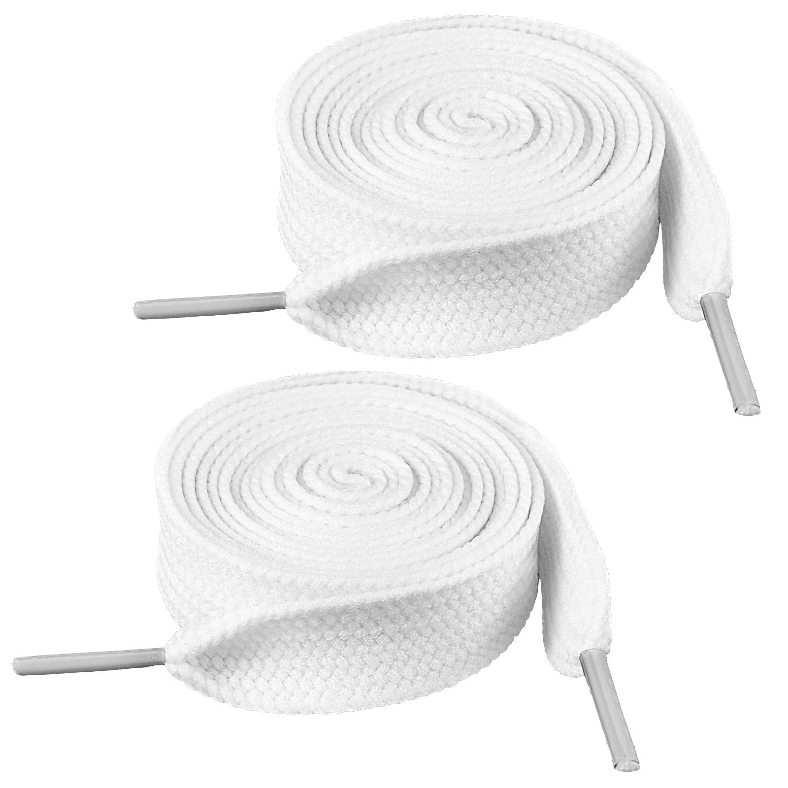 2 Pairs Fat White Shoe Laces for Sneakers, 3/4 2cm Wide Thick White Athletic …