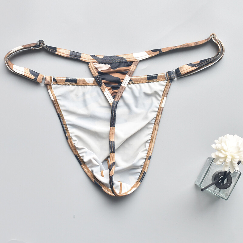 4 Pack Lot Sexy Mens G String Thongs Underwear Brief Camo Underpants T back Soft
