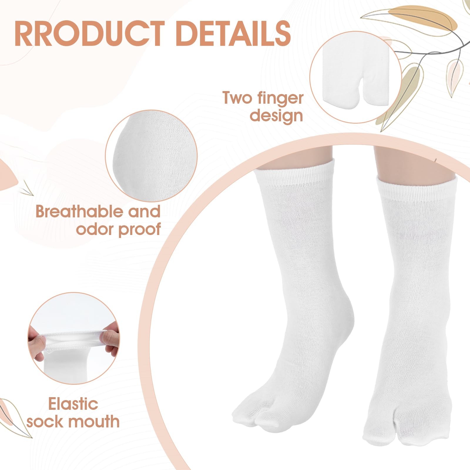 DOPENSPI 4 Pairs Japan Tabi Socks US 5-11 Size for Small Feet, 5-11, White