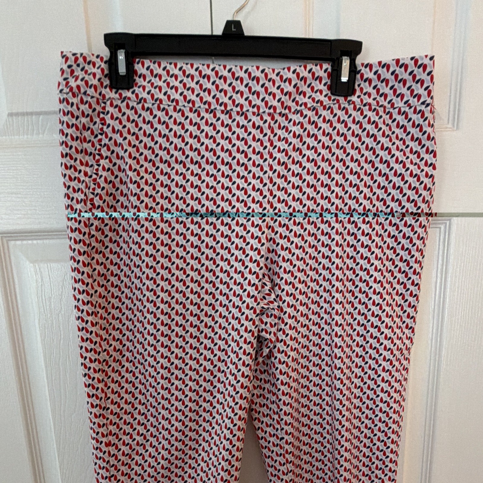 Carolina Belle Women’s Geometric Pants w/ Pockets Red White Blue Size 14