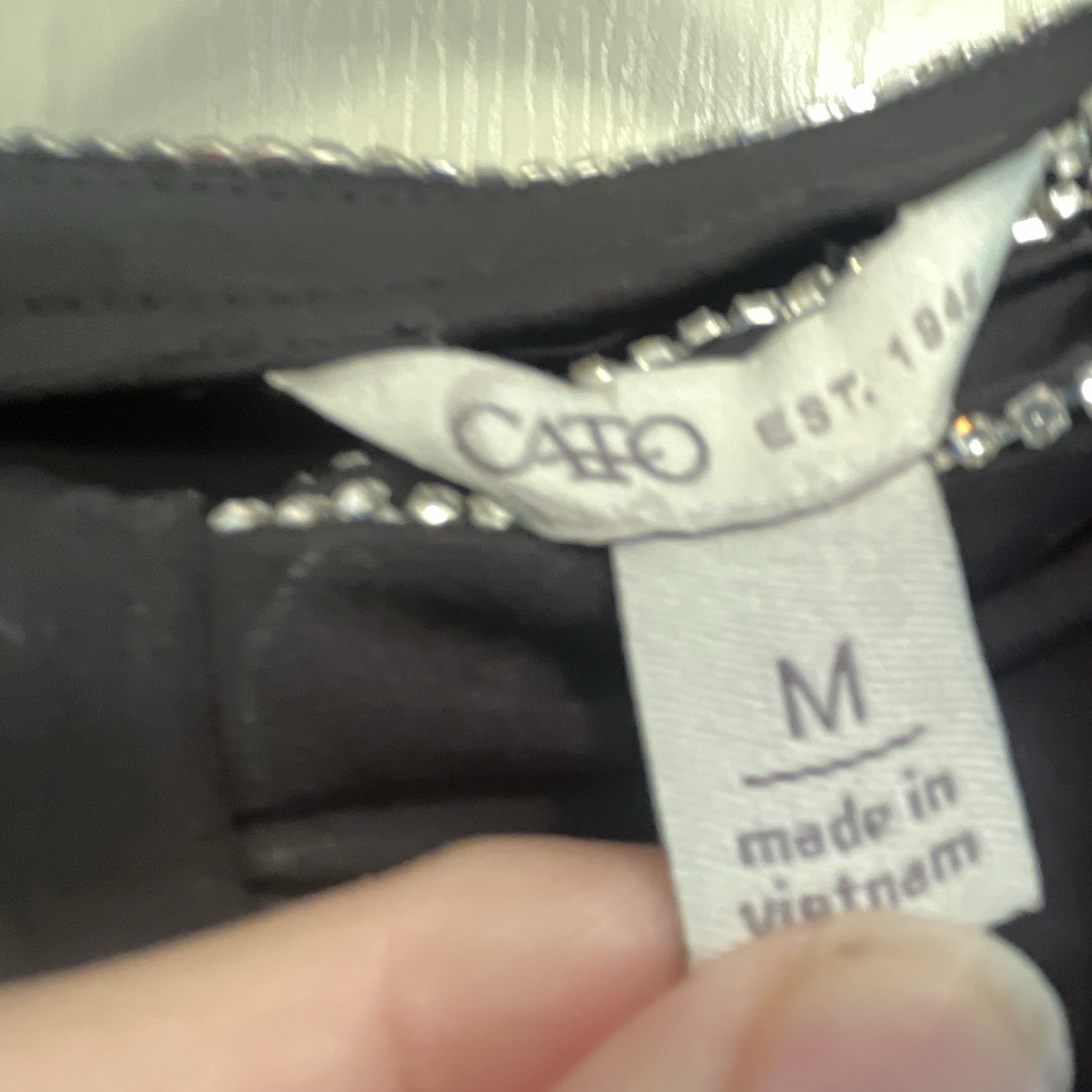 Cato Women’s Black Blouse Lined Bow Crew Neck Long Sleeve M