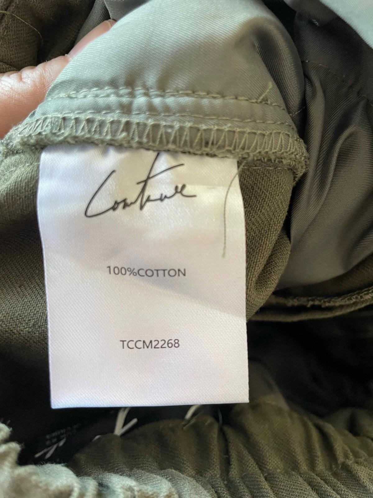 The Couture Club Panelled Cargo Pants Trousers – Khaki/Olive Green S