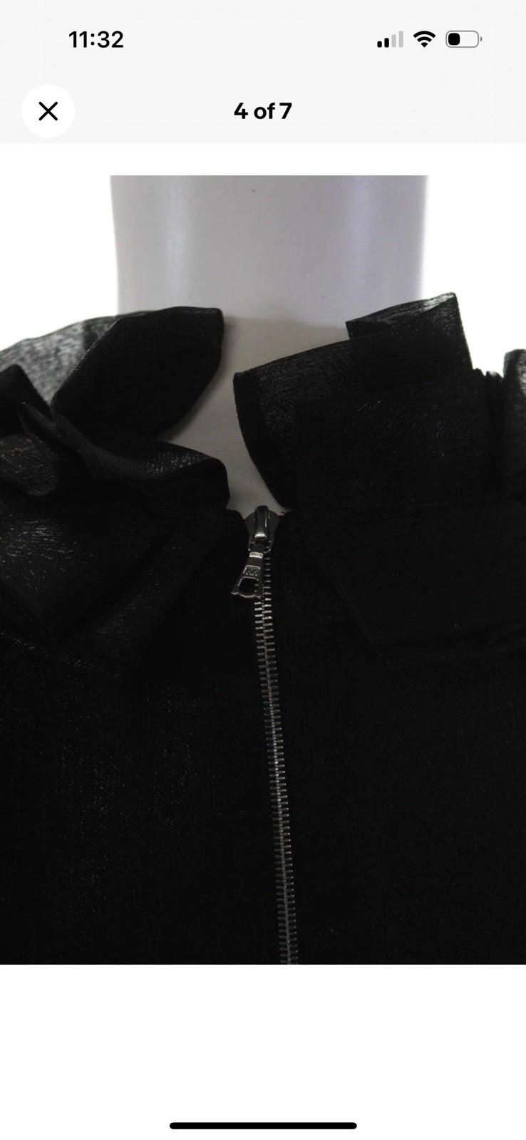 Robert Rodriguez Black Ruffle Neck Sleeveless Blouse Top Semi Sheer Size S Luxe