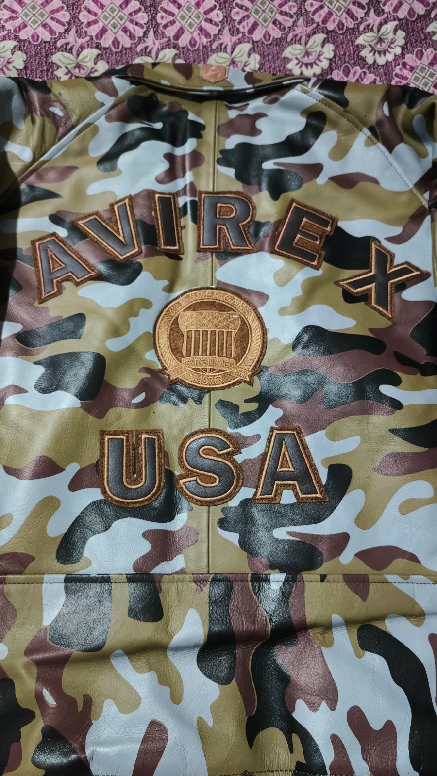 Men’s Avirex Limited Edition Camo Icon Flight Bomber Real Cowhide Leather Jacket