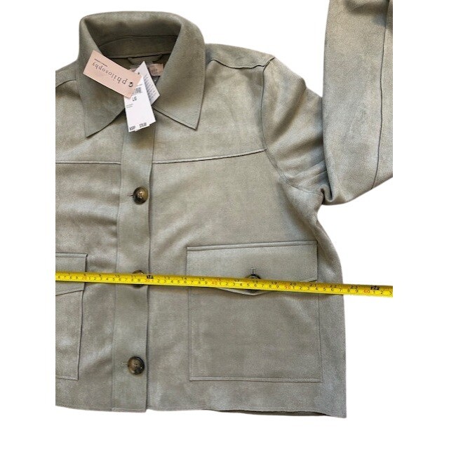 Philosophy Republic Clothing Faux Suede Utility Jacket Sage Green Womens Large