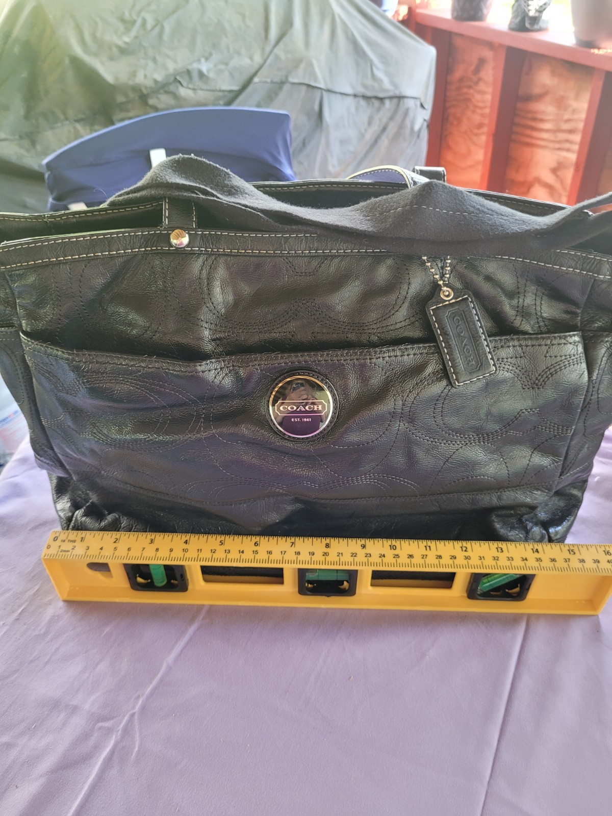 Coach Black Signature xlarge diaper or handbag lap top use