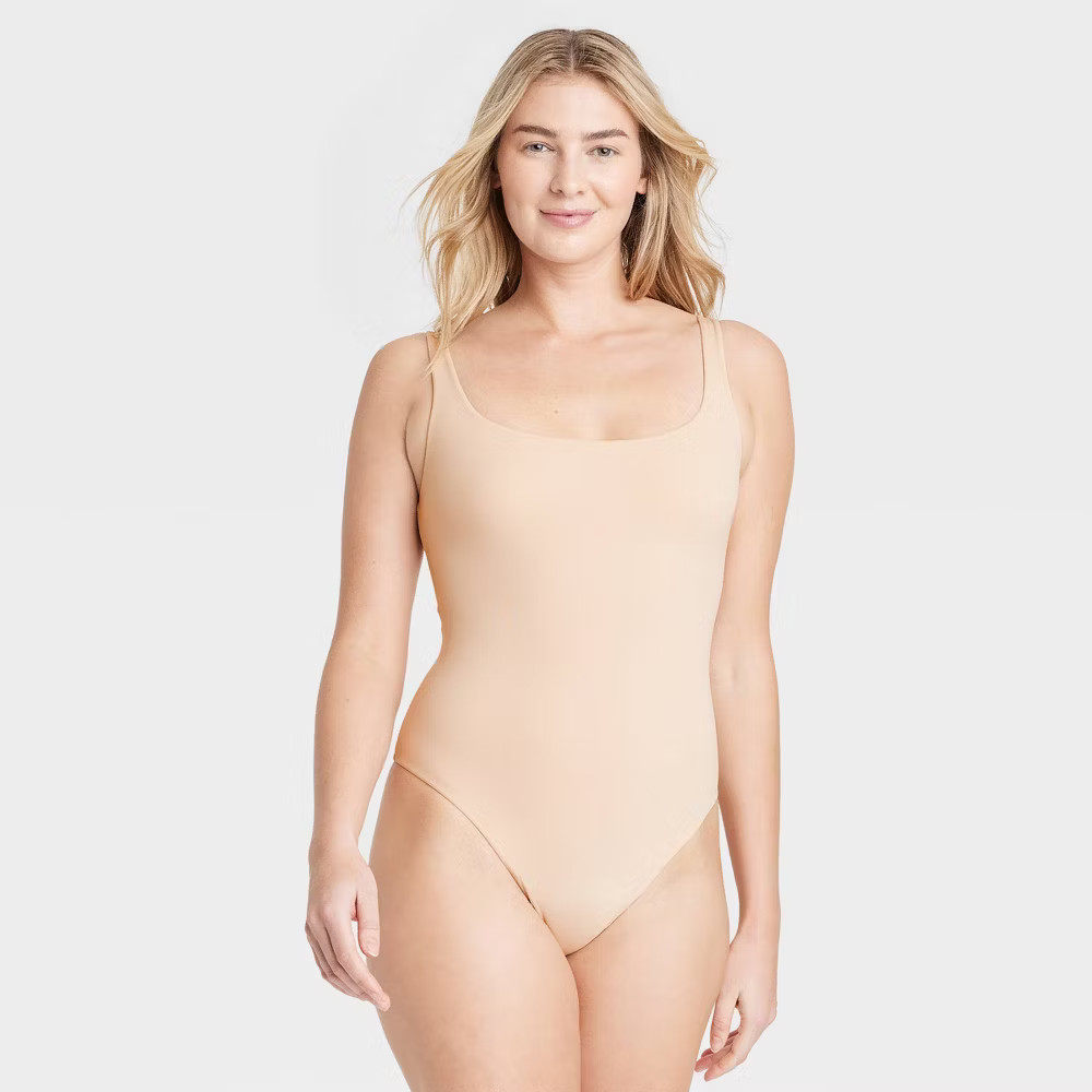 Women’s 4-Way Stretch Tank Bodysuit – Auden Beige M: Nylon Spandex Blend,