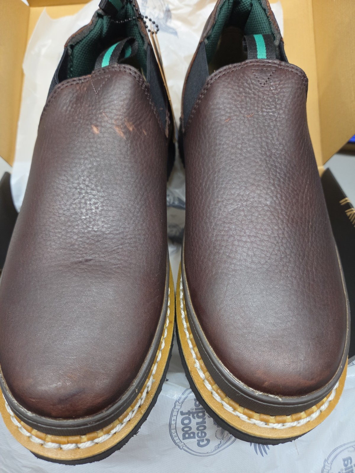 Georgia Boot Men’s GR274 Georgia Giant Slip On Brown Leather Work Shoe 11 M