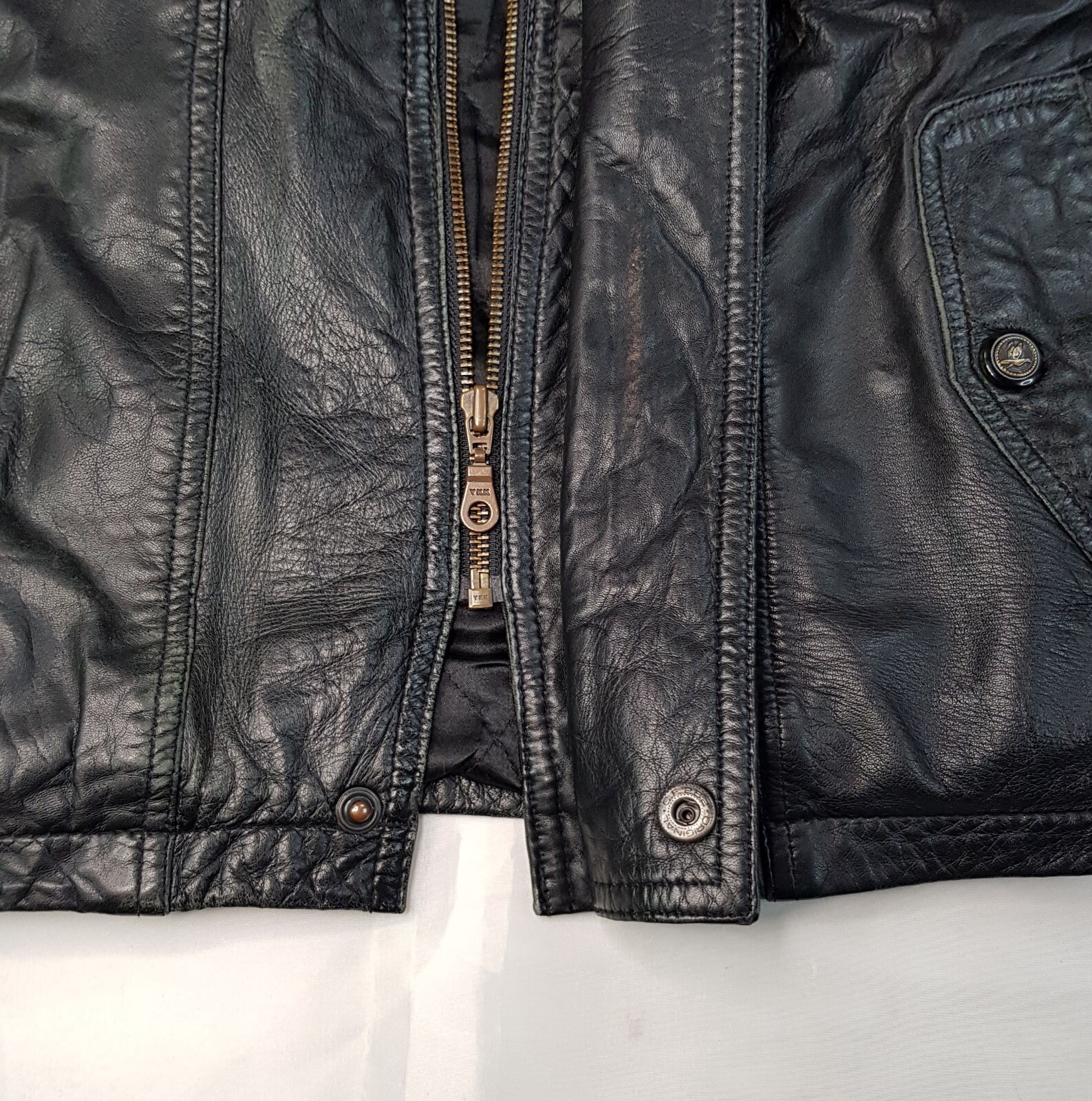 STYLE INTERNATIONAL SIZE XL MENS BLACK GENUINE LEATHER PARKA JACKET BIKER COAT