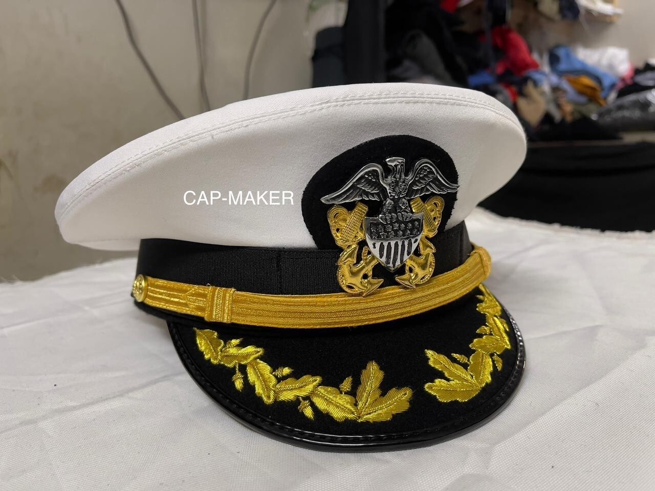 US Navy Commander Admiral Rank White Hat Cap All Sizes Available